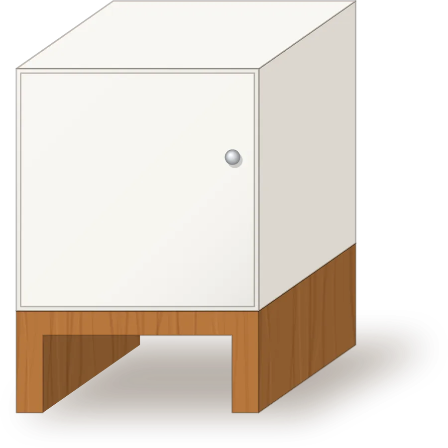 A white Briddhi door cube on a wooden base