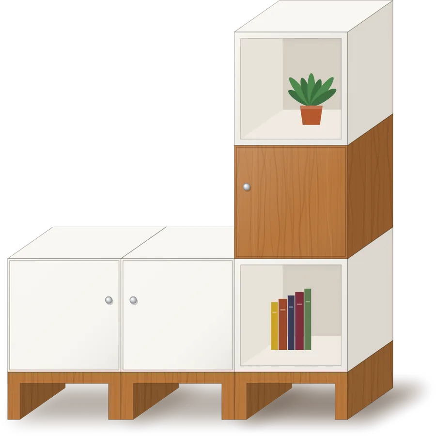 An L-shaped Briddhi set with one teak cube
