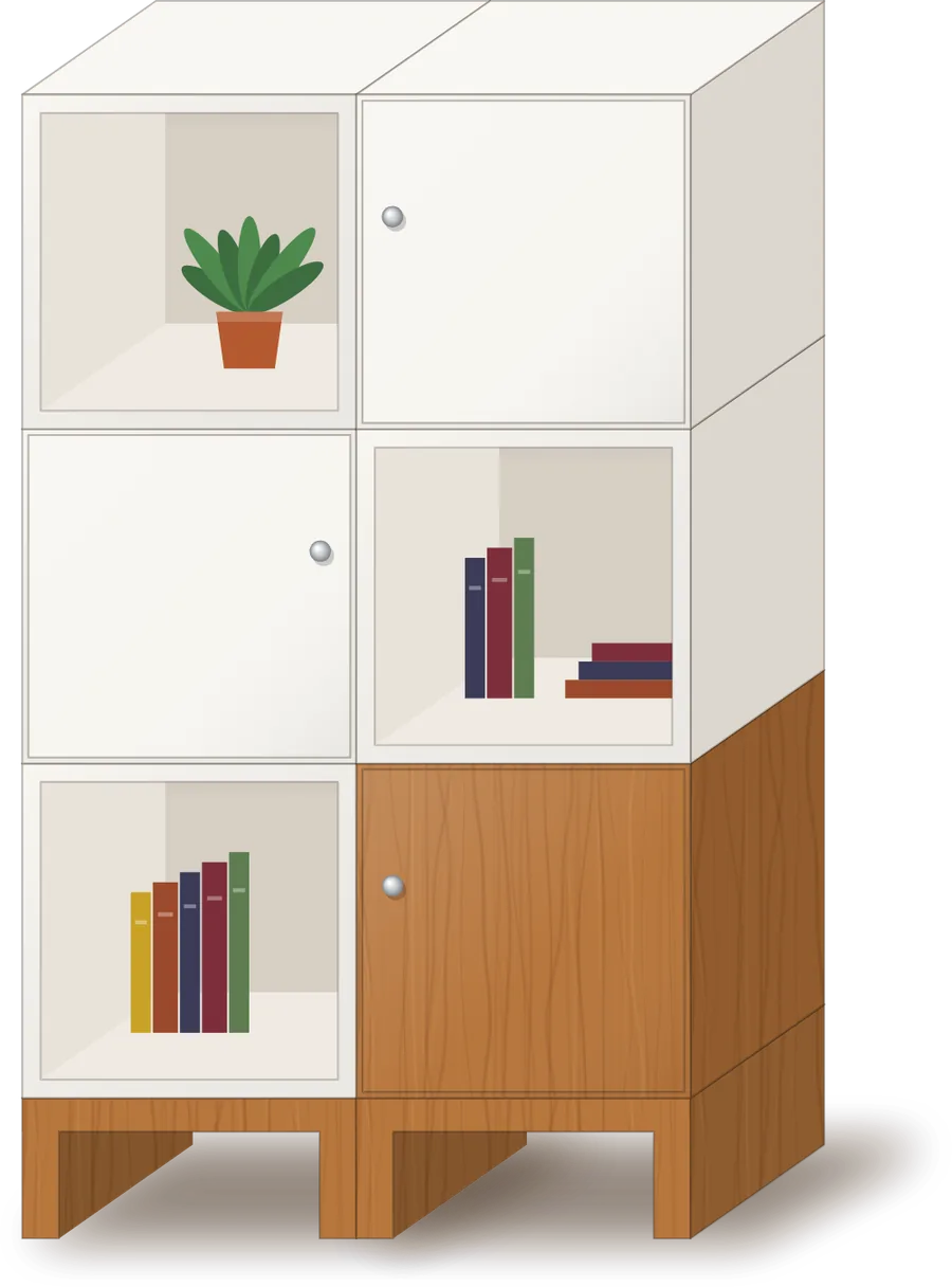 A tall Briddhi tower of door and open cubes